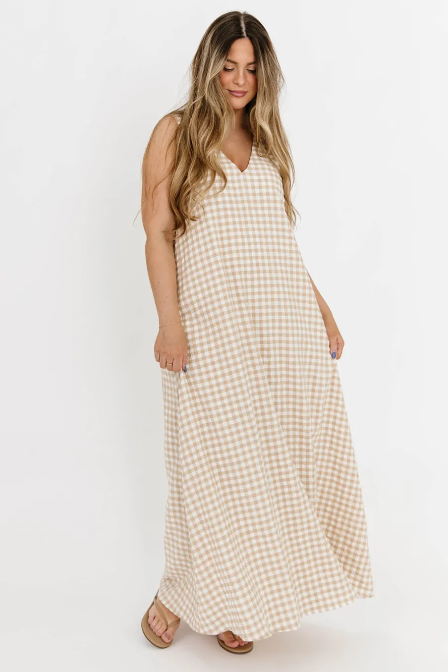 Clearance Worth Collective Ruthie Gingham Maxi Dress in Honey *PRE-ORDER*