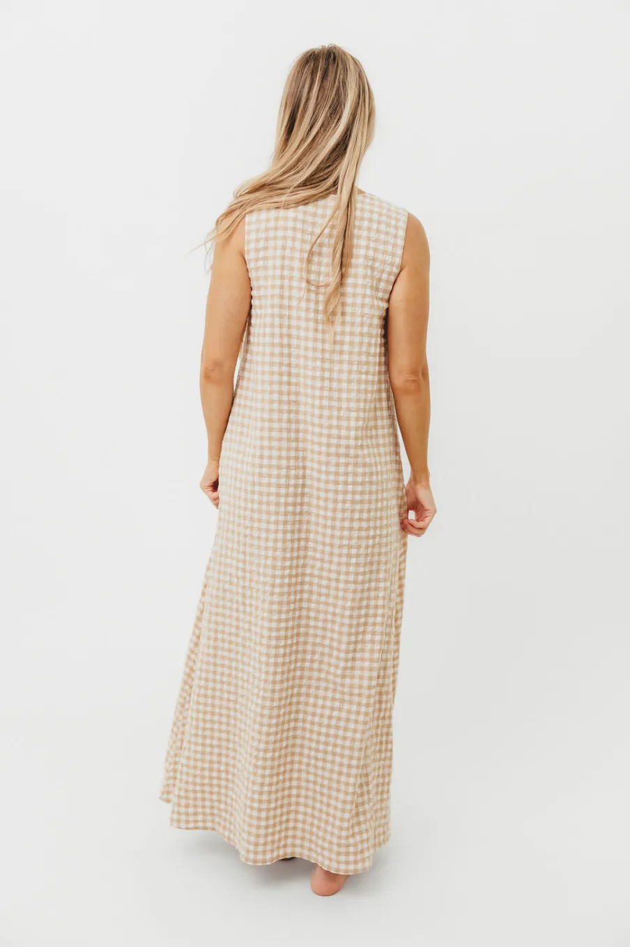 Clearance Worth Collective Ruthie Gingham Maxi Dress in Honey *PRE-ORDER*