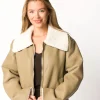 Sale Worth Collective Sammy Vegan Leather and Shearling Jacket in Sandstone