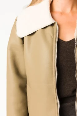 Sale Worth Collective Sammy Vegan Leather and Shearling Jacket in Sandstone