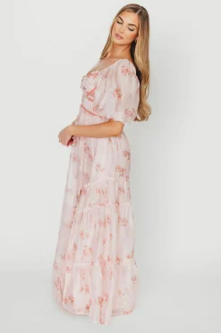 Clearance Worth Collective Sarah Maxi Dress in Pink Floral