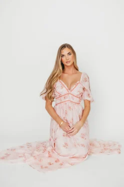 Clearance Worth Collective Sarah Maxi Dress in Pink Floral