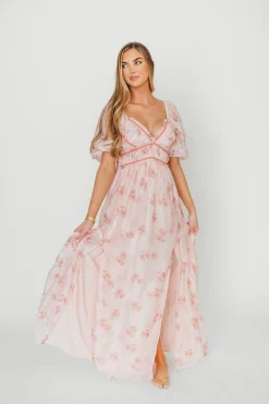 Clearance Worth Collective Sarah Maxi Dress in Pink Floral