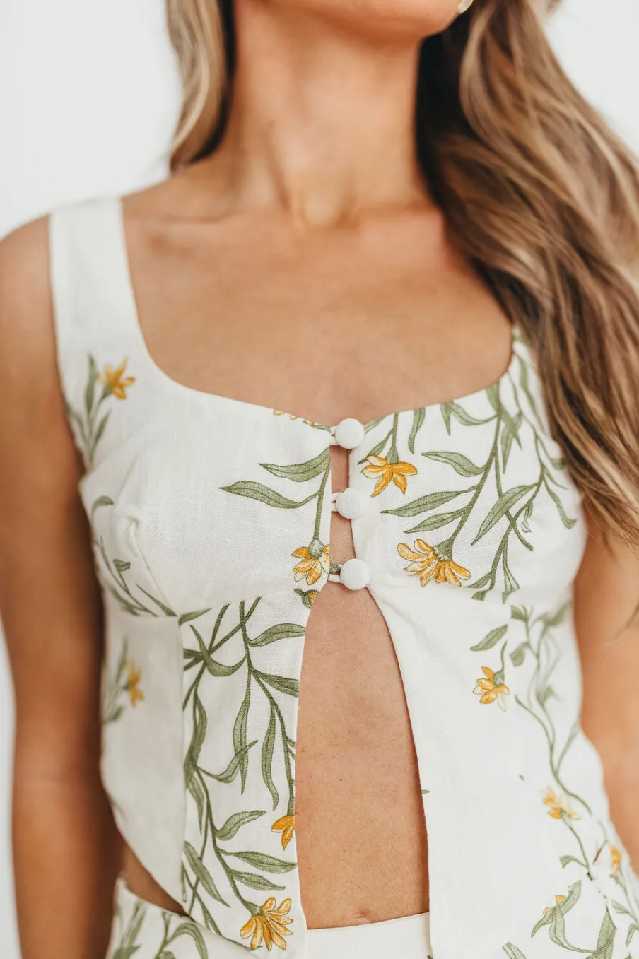 New Worth Collective Sawyer Vest Tank and Maxi Skirt Set in Cream Floral