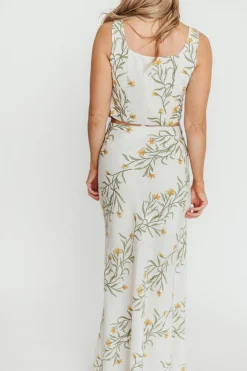New Worth Collective Sawyer Vest Tank and Maxi Skirt Set in Cream Floral