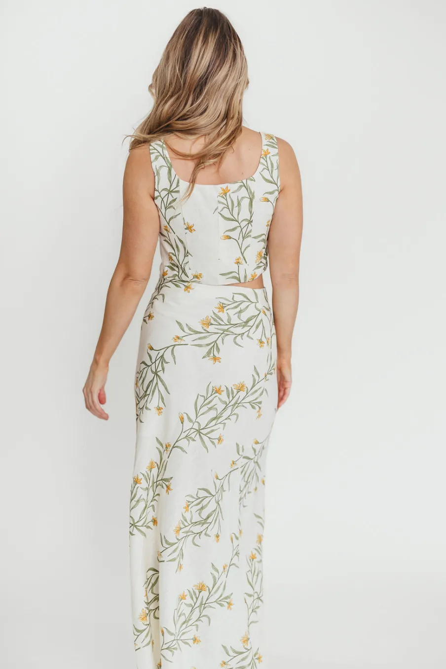 New Worth Collective Sawyer Vest Tank and Maxi Skirt Set in Cream Floral