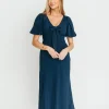Sale Worth Collective Selena Bow Front Maxi Dress in Navy