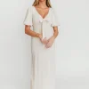 Fashion Worth Collective Selena Bow Front Maxi Dress in Ivory