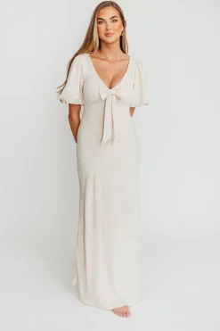 Fashion Worth Collective Selena Bow Front Maxi Dress in Ivory