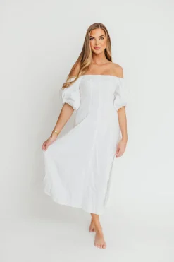 Online Worth Collective Serenity Off-The-Shoulder Midi Dress in Ivory