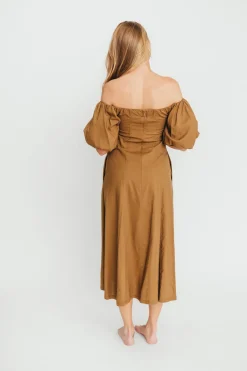 Fashion Worth Collective Serenity Off-The-Shoulder Midi Dress in Coconut