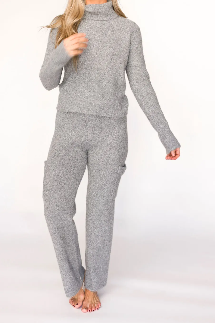 Best Worth Collective Shae Sweater Top and Pants Set in Heather Grey