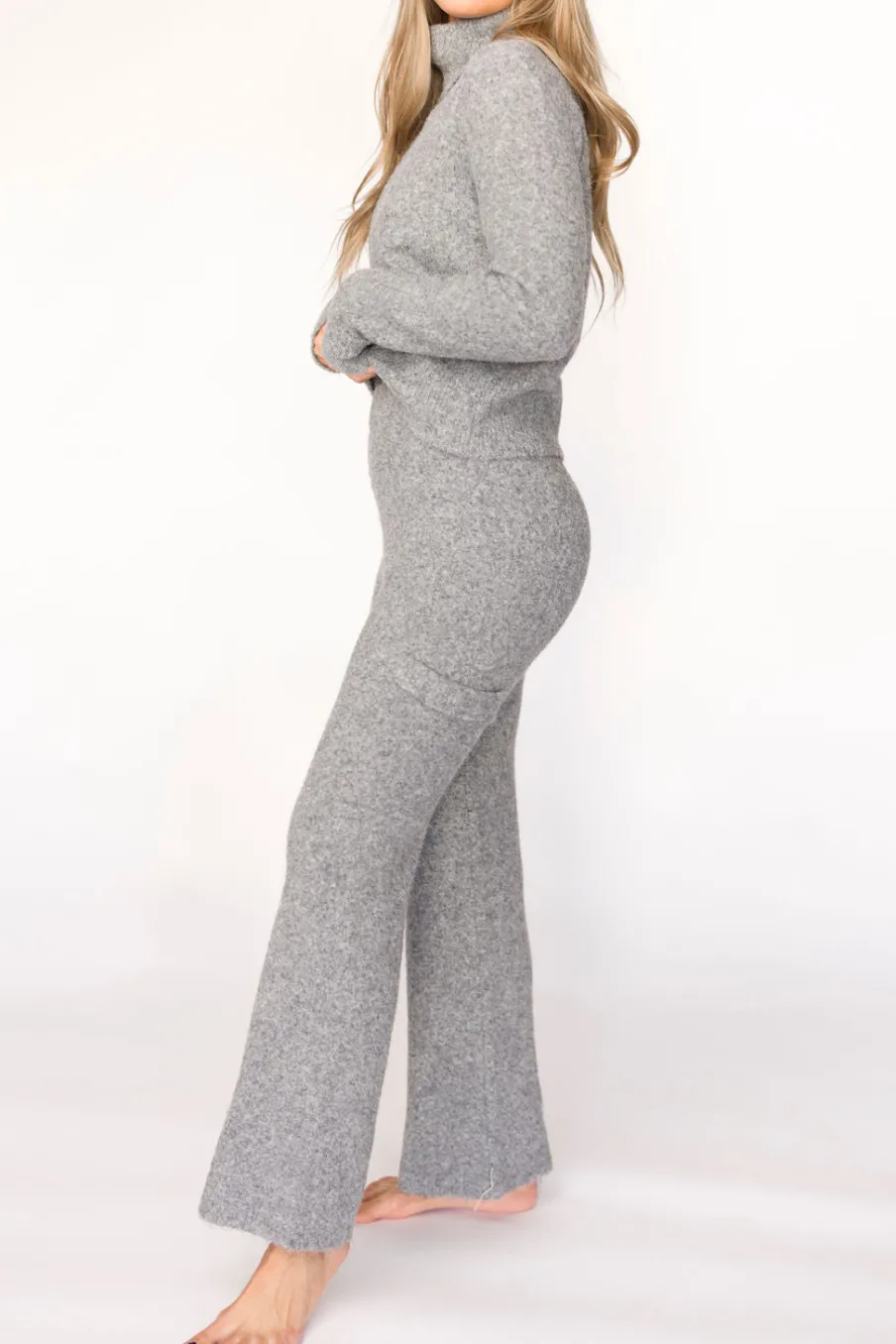 Best Worth Collective Shae Sweater Top and Pants Set in Heather Grey