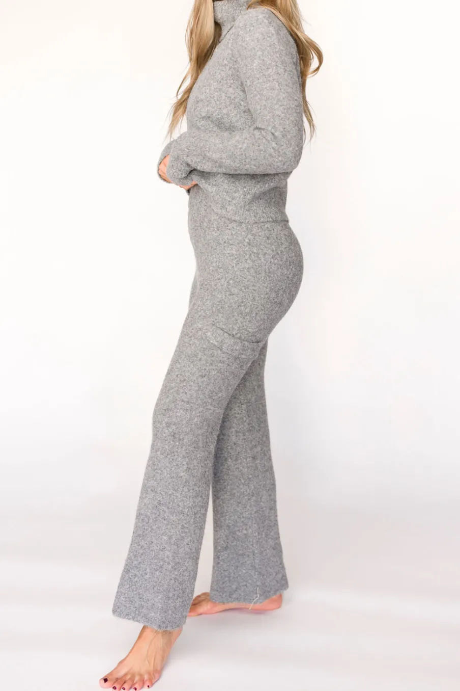 Best Worth Collective Shae Sweater Top and Pants Set in Heather Grey
