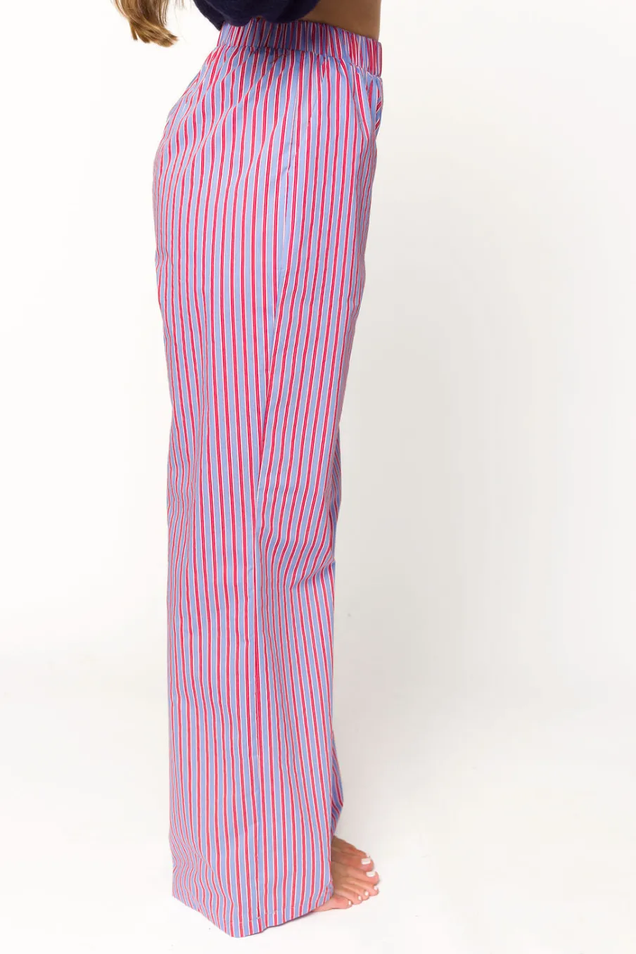 Best Worth Collective Shea Striped Pajama Pants in Blue/Red