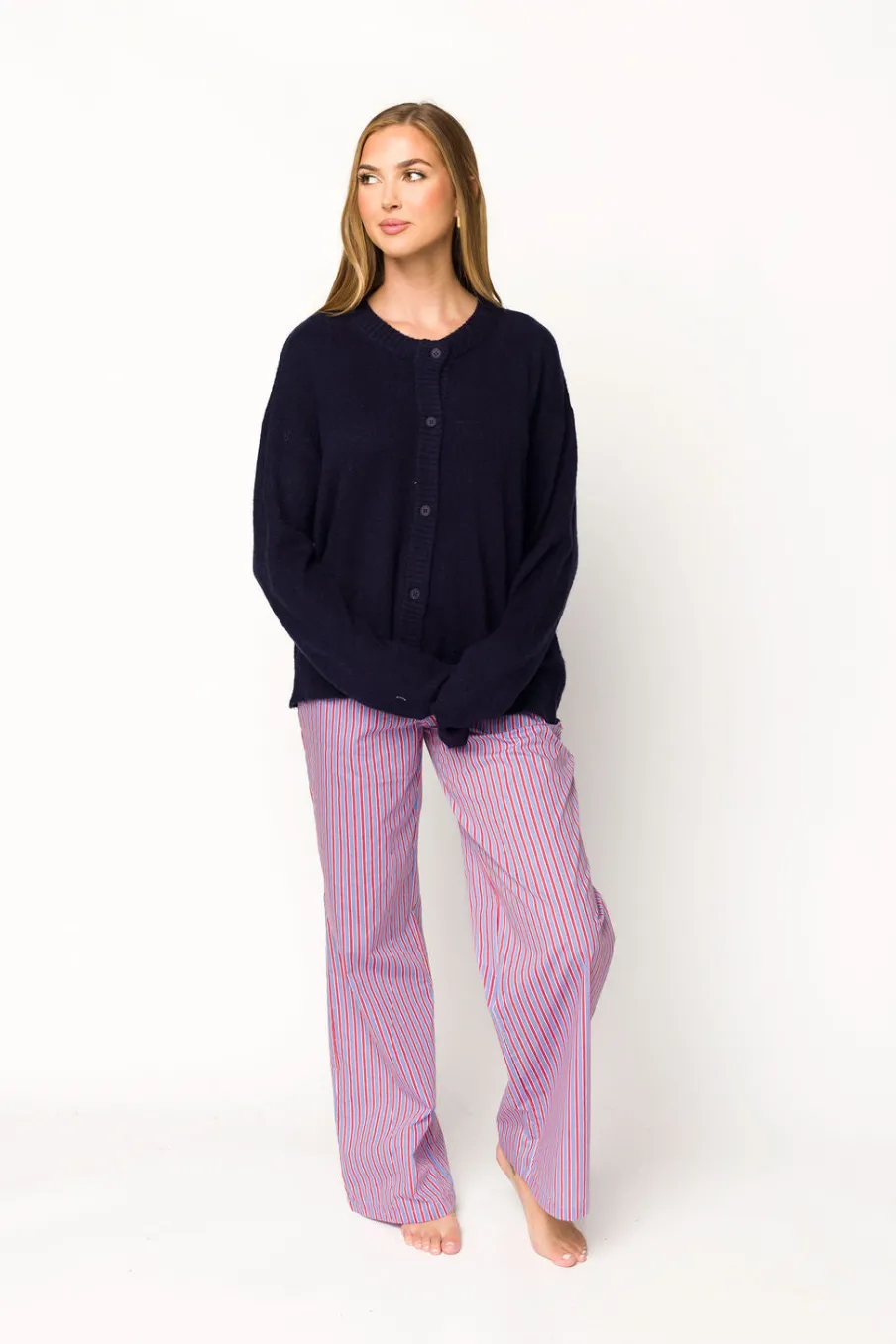Best Worth Collective Shea Striped Pajama Pants in Blue/Red