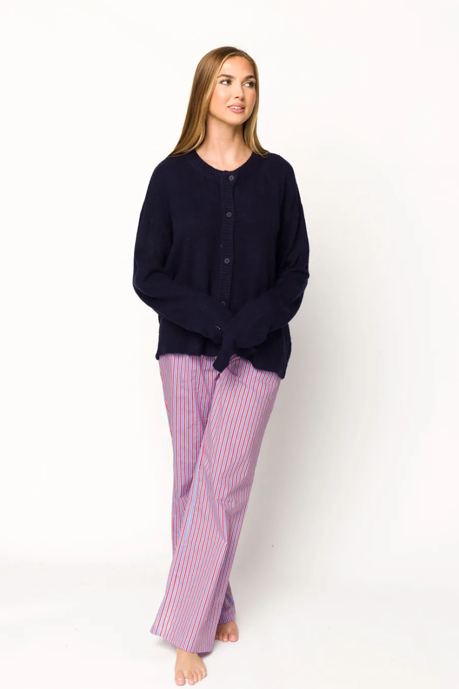 Best Worth Collective Shea Striped Pajama Pants in Blue/Red
