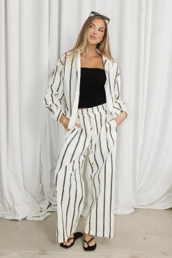Outlet Worth Collective Sicily Button-Down Top in Black Stripe - Nursing Friendly