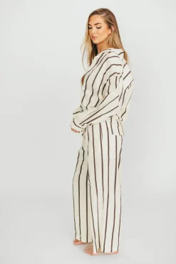 Outlet Worth Collective Sicily Button-Down Top in Black Stripe - Nursing Friendly
