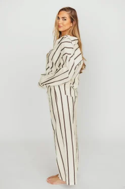 Outlet Worth Collective Sicily Button-Down Top in Black Stripe - Nursing Friendly