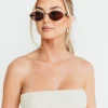Online Worth Collective Soho Womens Oval Sunglasses in Gold/Brown