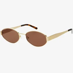 Online Worth Collective Soho Womens Oval Sunglasses in Gold/Brown