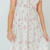Discount Worth Collective Sophia Midi Dress in White/Pink Floral
