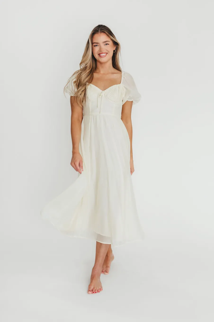 Hot Worth Collective Stevie Bustier Midi Dress in Cream