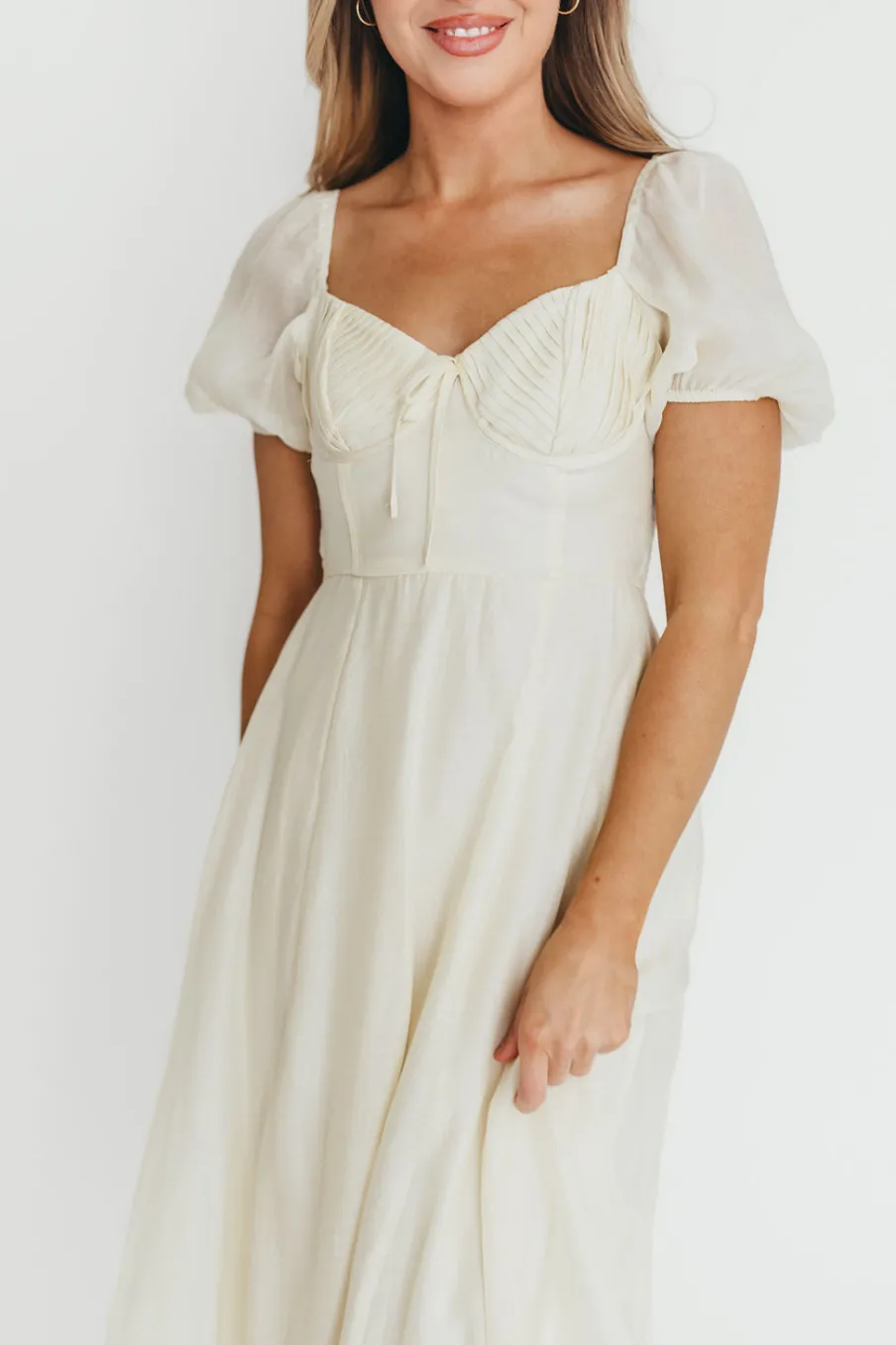 Hot Worth Collective Stevie Bustier Midi Dress in Cream