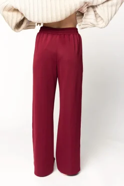 Outlet Worth Collective Sue Wide Leg Track Pants in Burgundy