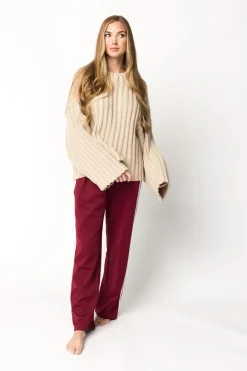 Outlet Worth Collective Sue Wide Leg Track Pants in Burgundy