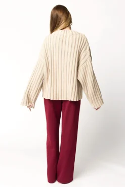 Outlet Worth Collective Sue Wide Leg Track Pants in Burgundy
