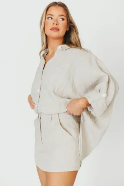Online Worth Collective Suki Linen Skort in Linen