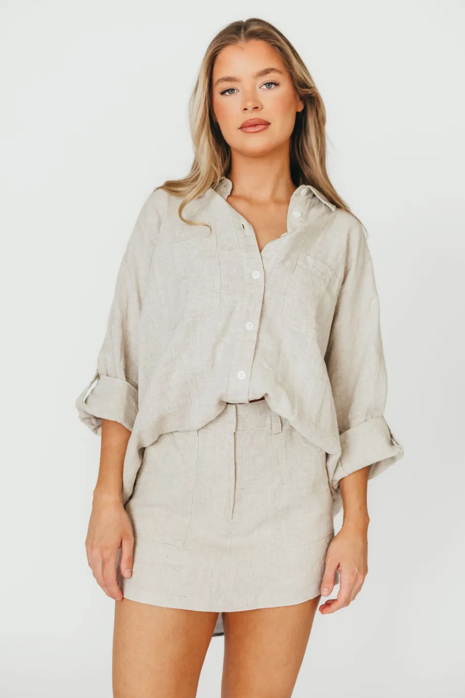 Online Worth Collective Suki Linen Skort in Linen