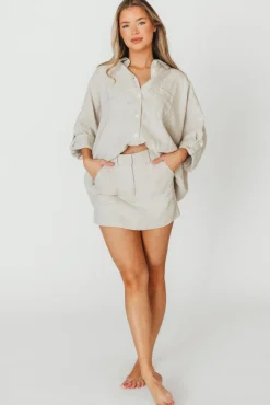 Online Worth Collective Suki Linen Skort in Linen