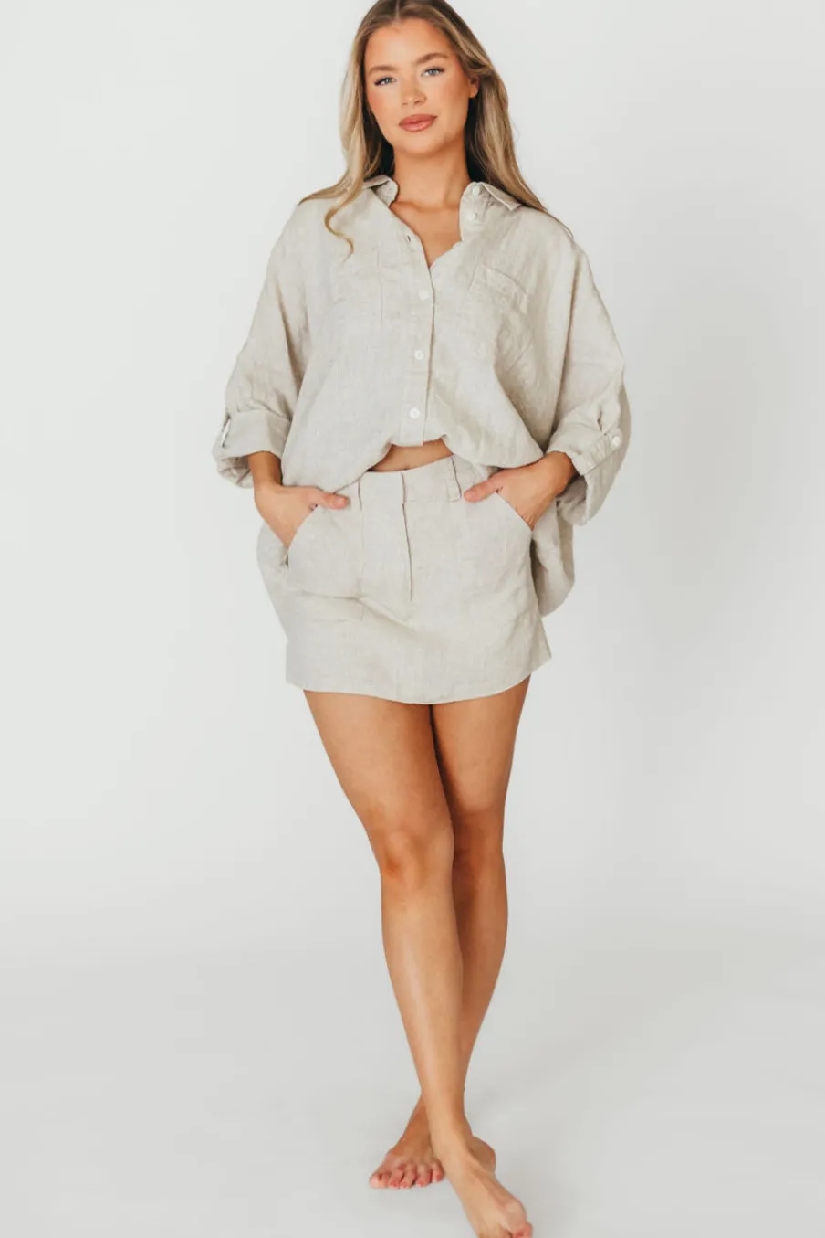 Online Worth Collective Suki Linen Skort in Linen