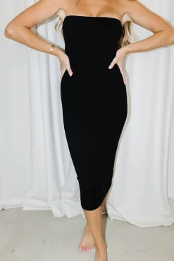 Outlet Worth Collective Sunny Non-Slip Strapless Midi Dress in Black