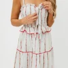 Best Worth Collective Tamara Tiered Floral Embroidered Maxi Dress in Red Flower