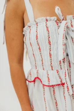 Best Worth Collective Tamara Tiered Floral Embroidered Maxi Dress in Red Flower