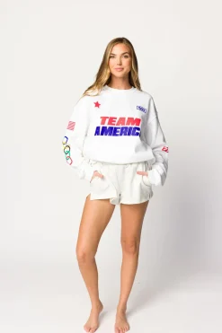 Clearance Worth Collective Team America Crew Sweatshirt in White