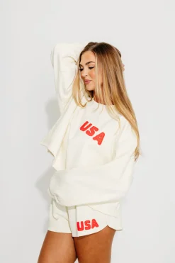 Best Worth Collective Team USA Pullover and Short Set in Ivory