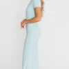 Sale Worth Collective The Charlie Ribbed Maxi Dress in Baby Blue -Bump Friendly