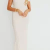 Online Worth Collective The Charlie Ribbed Maxi Dress in Light Peach - Bump Friendly