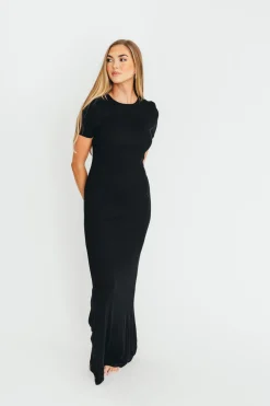 Outlet Worth Collective The Charlie Ribbed Maxi Dress in Black