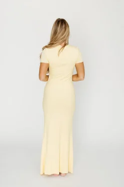 Outlet Worth Collective The Charlie Ribbed Maxi Dress in Butter Yellow - Bump Friendly (Restoc