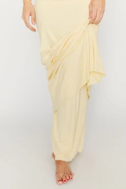 Outlet Worth Collective The Charlie Ribbed Maxi Dress in Butter Yellow - Bump Friendly (Restoc