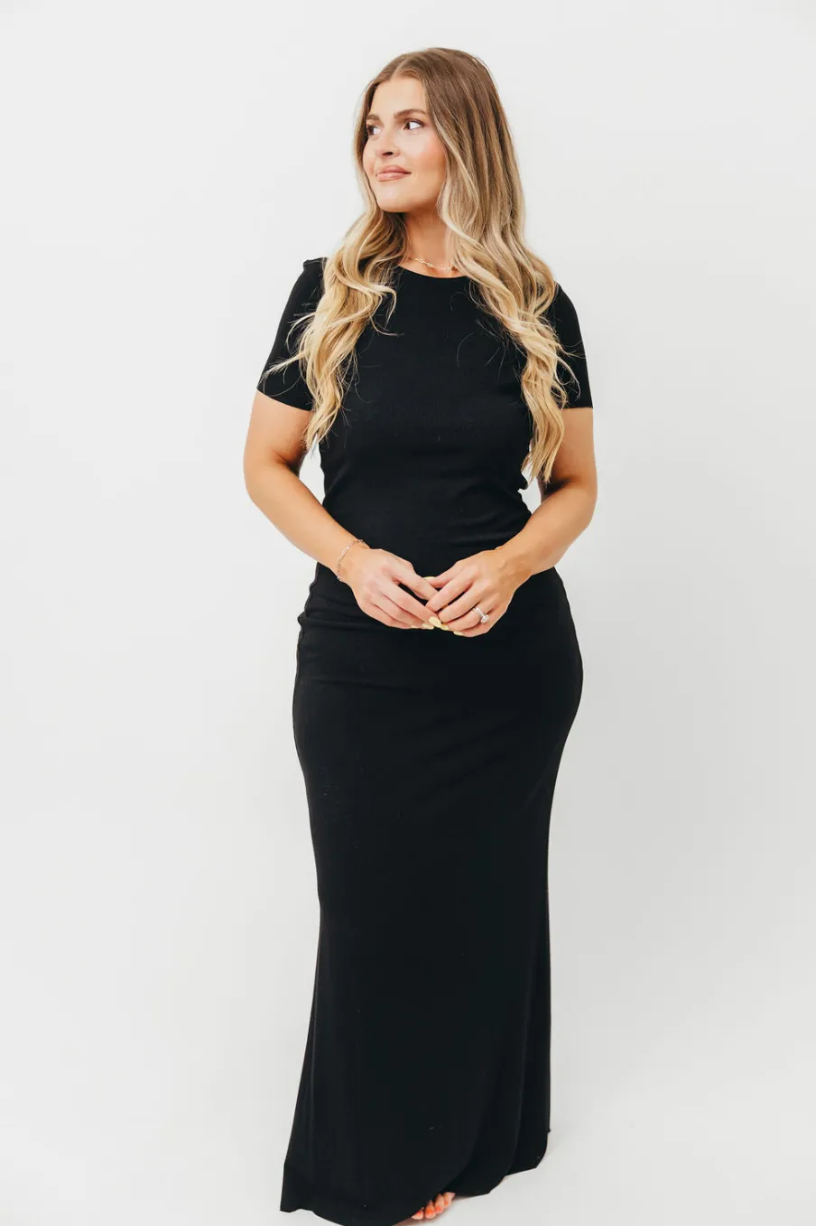 Outlet Worth Collective The Charlie Ribbed Maxi Dress in Black
