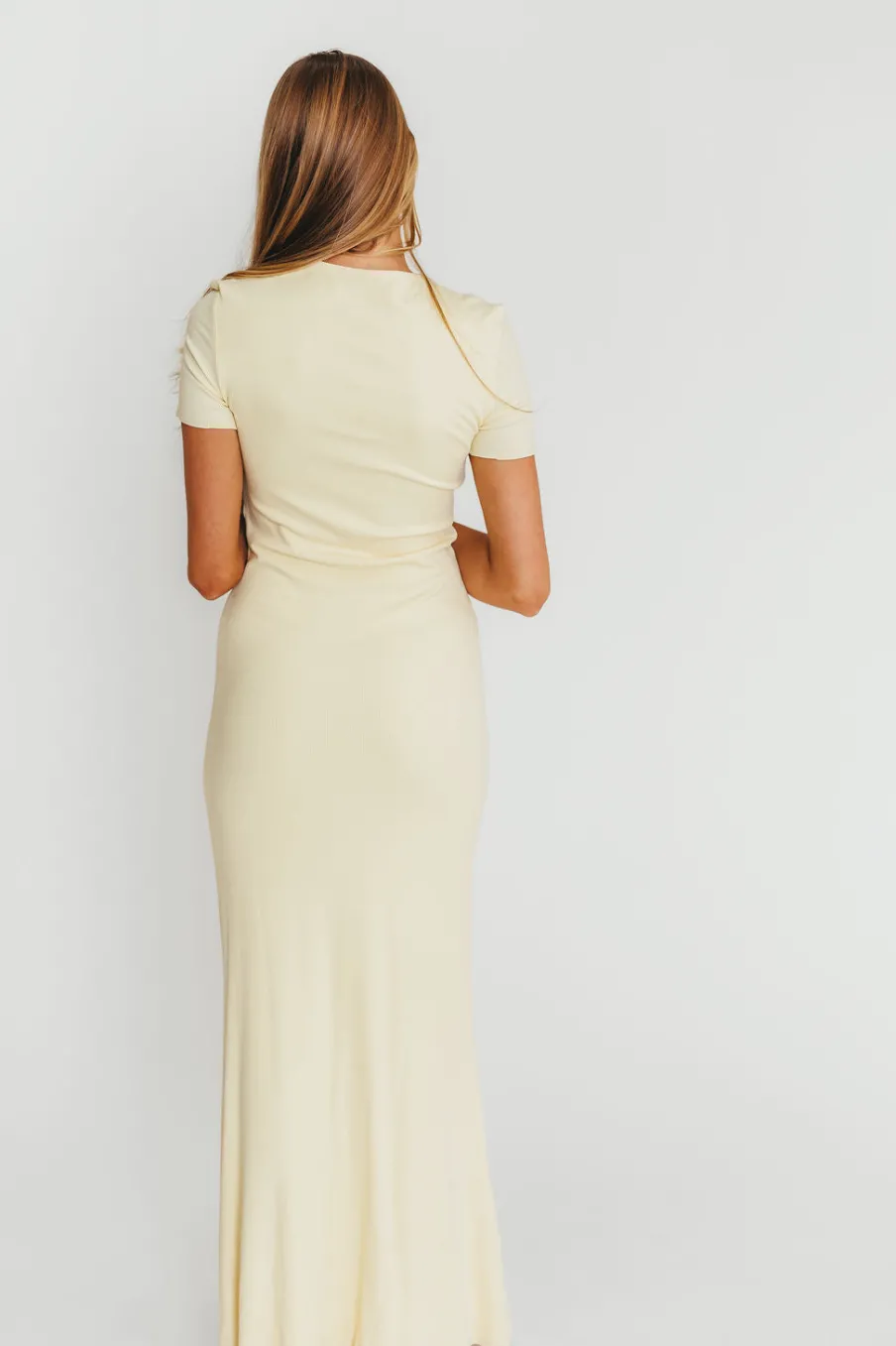 Outlet Worth Collective The Charlie Ribbed Maxi Dress in Butter Yellow - Bump Friendly (Restoc