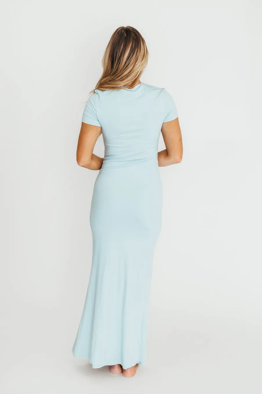 Sale Worth Collective The Charlie Ribbed Maxi Dress in Baby Blue -Bump Friendly