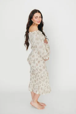 Discount Worth Collective The Chloe Midi Dress in Brown - Bump Friendly